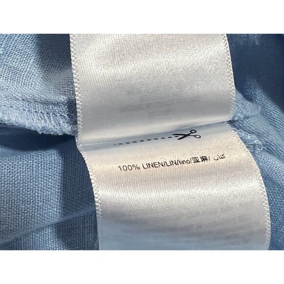 Juicy Couture Sz XS Blue Washed LINEN Cropped Jumpsuit Belted Pocket Wide Leg - Picture 10 of 13